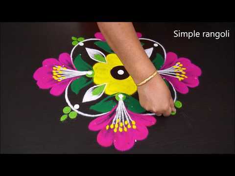 rangoli kolam design with 10*1 dots by simple rangoli
