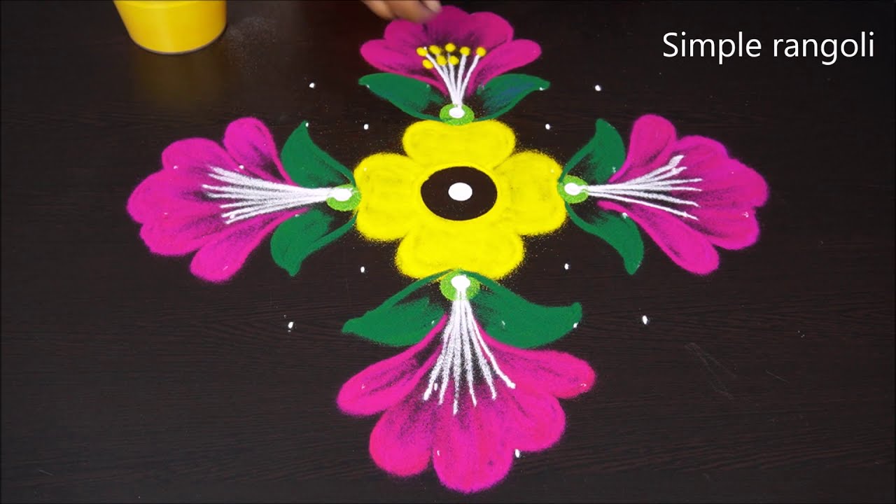 rangoli kolam design with 10*1 dots by simple rangoli