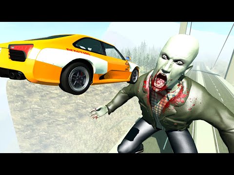 Jumping over Giant Zombies -  BeamNG.Drive