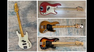 Video thumbnail for Ernie Ball Music Man Caprice Vs. Fender (P, PJ, J) by Pertybass