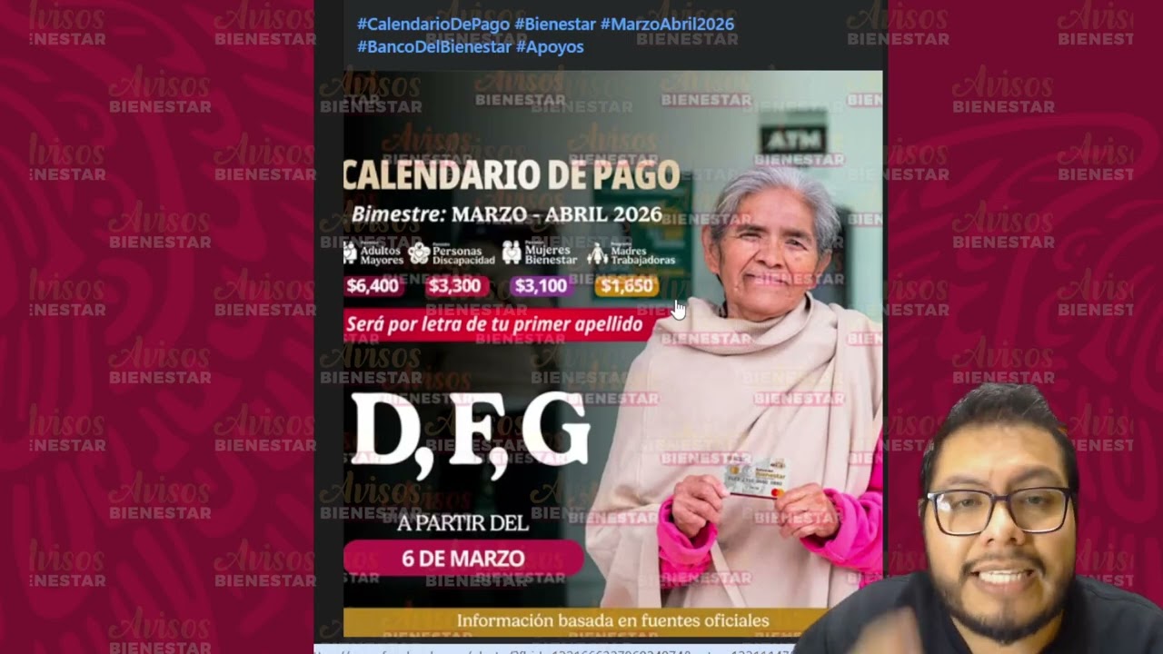 ¡HOY 6 DE MARZO! pago de la pensión bienestar adultos mayores con letra de apellido?