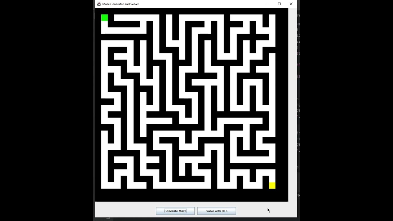 Visualizing Maze Solving with Depth-First Search (DFS) Algorithm