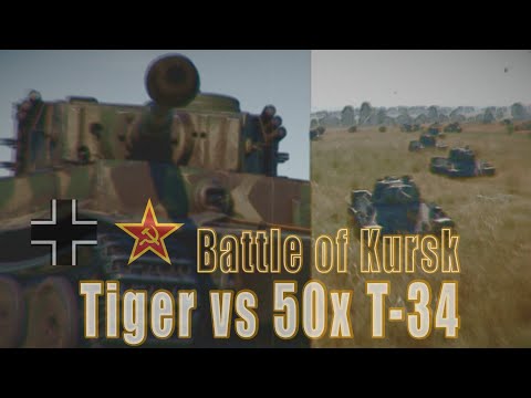 Tiger vs 50 T-34 , Battle of Kursk ( War Thunder #1minuteknowledge )