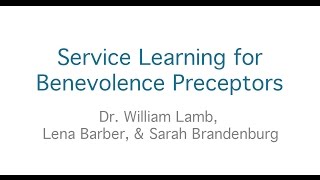 Service Learning for Benevolence Preceptors