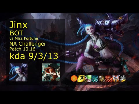 Jinx ADC vs Miss Fortune - NA Challenger 9/3/13 Patch 10.16 Gameplay