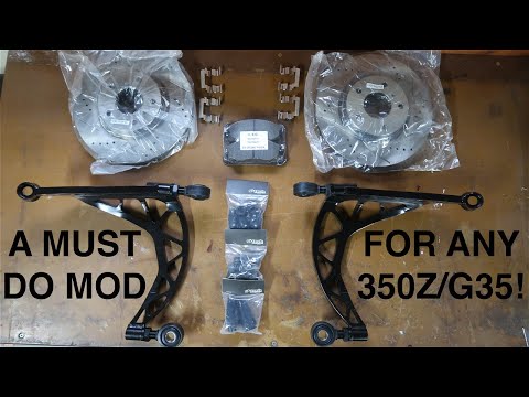GKTECH 350Z/G35 FRONT CONTROL ARMS + BRAKE UPGRADE!!