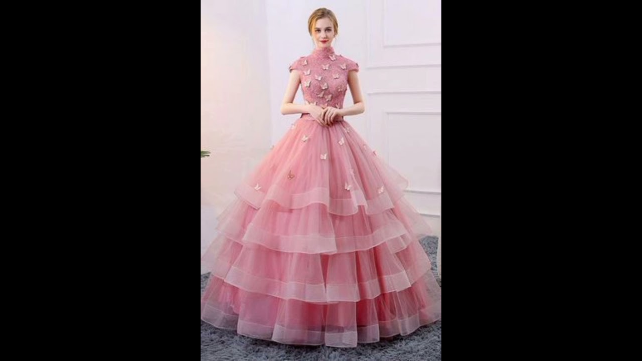 Unique Pink Tulle Long Prom Dress 👗 Pink Evening Dress