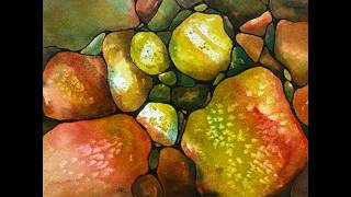 Pebbles in WATERCOLOR & INK - relaxing painting process - 415