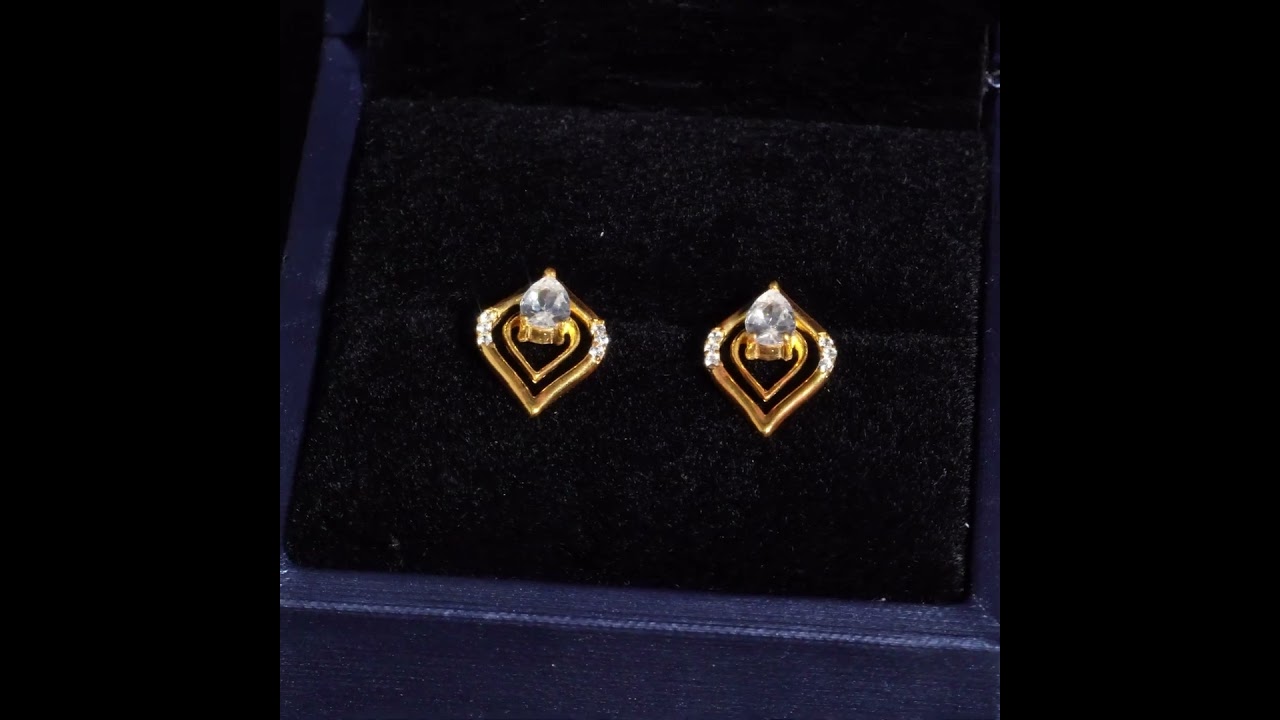 Khuyên tai bạc s925 ECJ03 hình thoi, đính đá xinh xắn cho nữ s925 ChariotJewelry