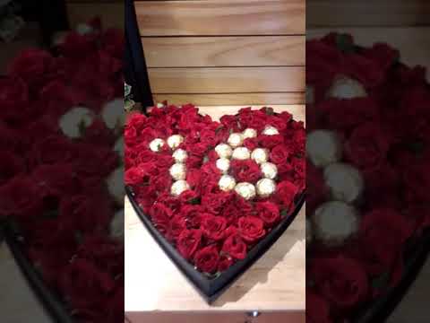 100 Rose's heart shaped arrangement with Ferrero rocher Chocolate