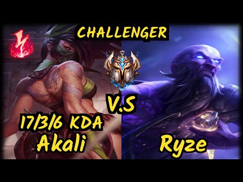 MSF.P LlDER (AKALI) vs RYZE - 17/3/6 KDA MID CHALLENGER GAMEPLAY - EUW