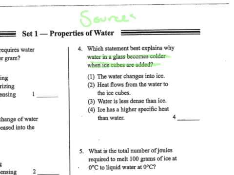 Earth Science Review Properties of Water