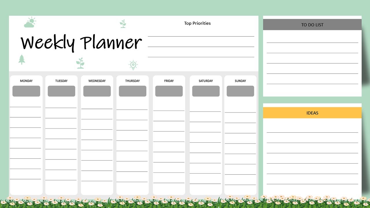 Weekly Planner Template in PowerPoint | Print it and Use it