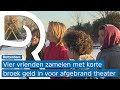 Vrienden trotseren in korte broek de sneeuw voor afgebrand theater Plaswijckpark: 'Zo koud is het...