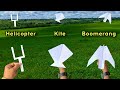 best 3 flying helicopter, how to make best 3 flying plane, helicopter, kite plane, boomerang