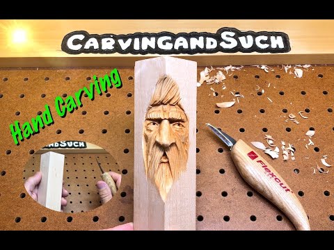Hand carving-Wood carving-Wood spirit Face out of Basswood.