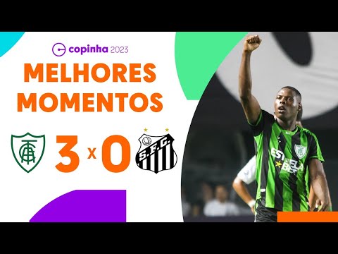 Gols e lances de América-MG x Santos