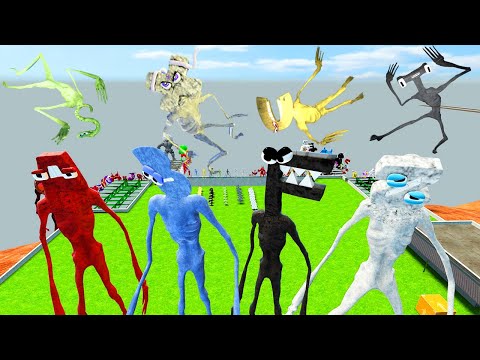 🗻 CLIFF JUMP SIREN HEAD ALPHABET LORE FAMILY (A-Z) SPARTAN KICKING 3D SANIC CLONES in Garry's Mod !