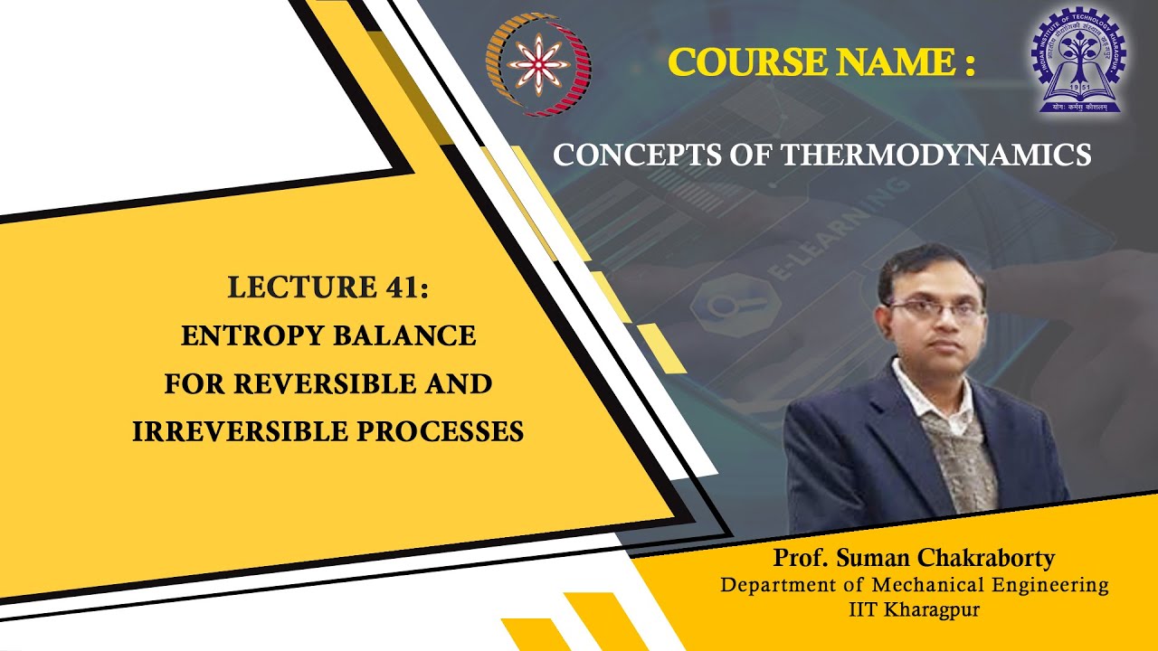 Lecture 41 : Entropy balance for Reversible and Irreversible Processes