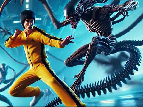 ai animation Bruce Lee VS  Alien stablediffsion 李小龙大战异形ai重绘电影名场面