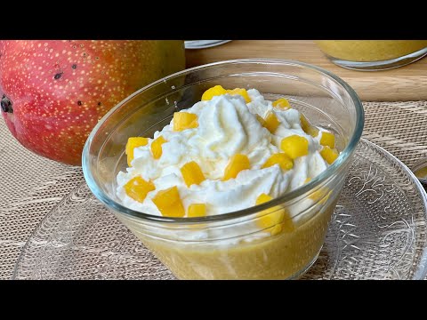 Mousse à la mangue sans gélatine ni oeuf / très onctueuse