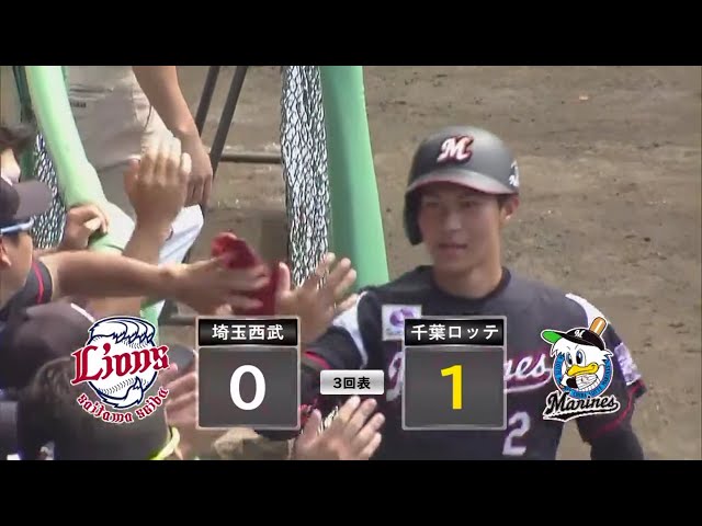 【ファーム】マリーンズ・藤原 豪快に振り抜いて、右中間へ先制のソロホームランを放つ!! 2019/7/26 L-M(ファーム)