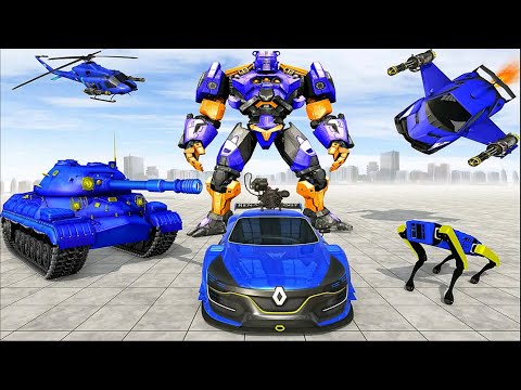Tank Robot Flying Car Helicopter Transformation: Blue Robot Battle Machine - Android iOS Gameplay