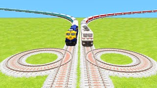 CRAZY TRAINS FULL SPEED RUNNING ON DOUBLE LOOPING RAILROAD CROSSING🔺Train Simulator | Trains Gaming