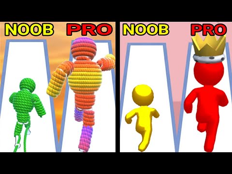 NOOB vs PRO in ROPE-MAN RUN vs NOOB vs PRO in COLOR RUN STICKMAN 3D