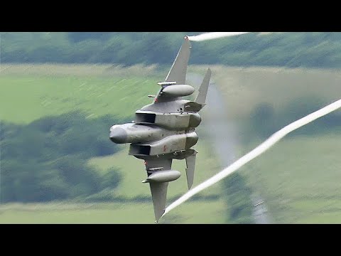 Low level Grim Reapers 493rd Fighter Squadron F-15Cs navigate the Mach Loop