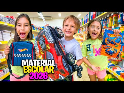 Buying school supplies for 2026 for Laurinha, Gabriel, and Helena!
