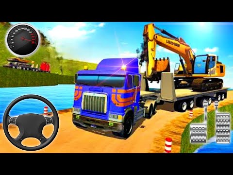Heavy Excavator driving sim #1 - construction Machine transport truck trailer - Android Gameplay