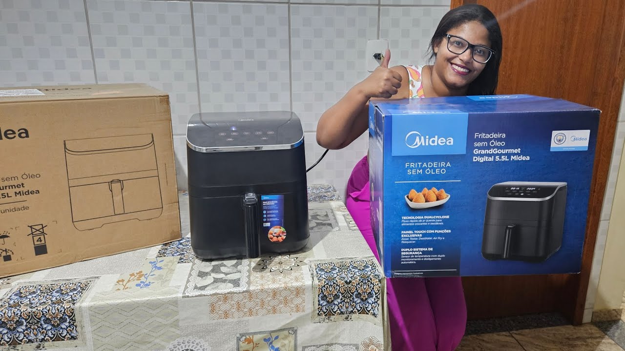 Air Fryer 5.5L Midea GrandGourmet Digital Primeiras Impressões. #midea #airfryergrande #5.5L