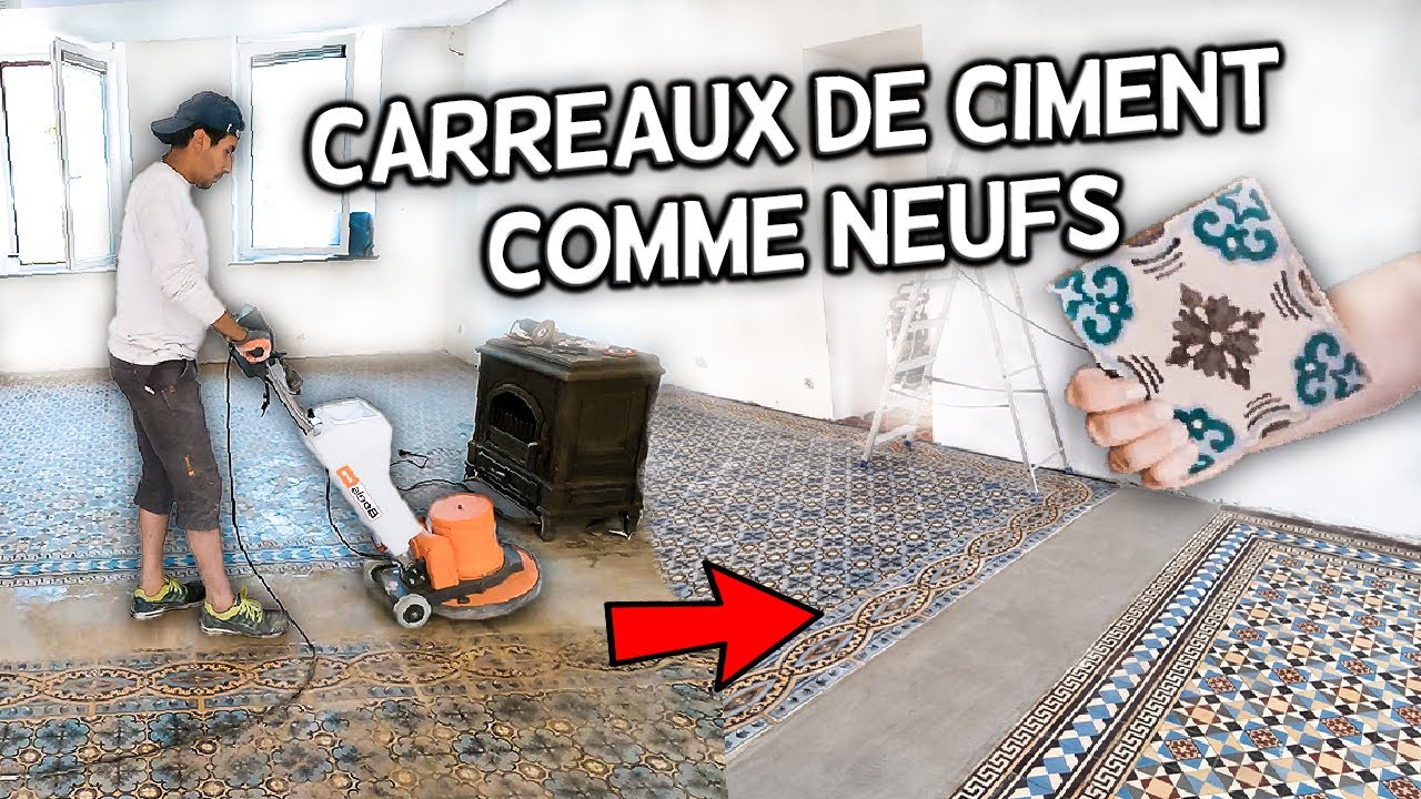 Restauration de nos carreaux de ciment et raccord sol après avoir démolition mur.