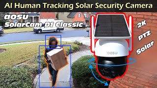 $60 'AI' Human Tracking Security Camera w Pan & Tilt | aosu SolarCam D1 Classic