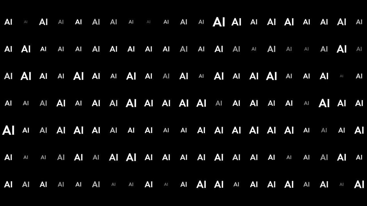 4K Free Stock Footage: Animated White 'AI' Text on Black Background