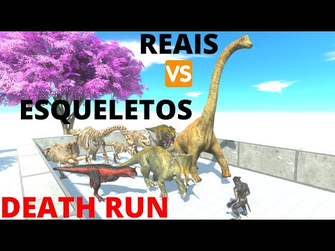 Normal Dinosaurs vs Skeleton Dinosaurs Death Run   Who's the Best?   Animal Revolt Battle Simulator