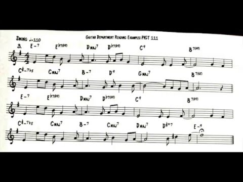 Berklee College of Music Fall 2015 Ex 3 Swing Sight Reading Guitar 1 Exam 110 bpm Video 62