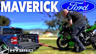 Motorcycles in a Ford Maverick
