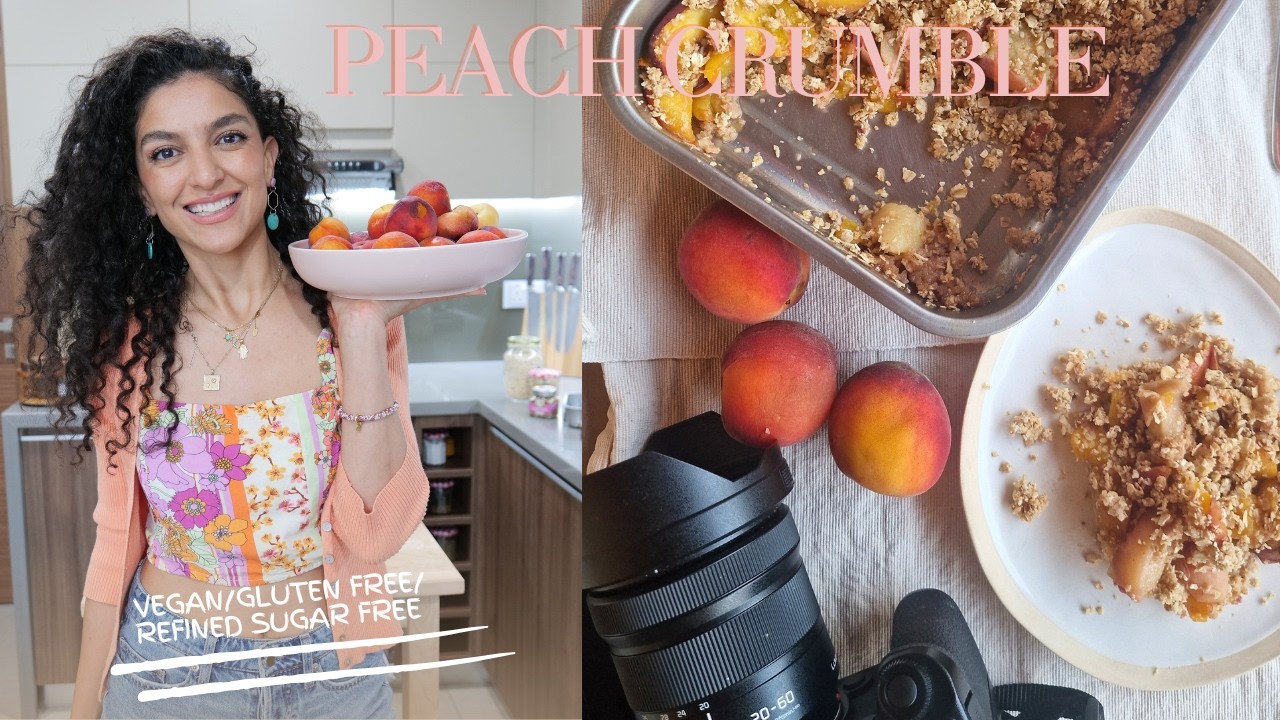 Peaches Crumble Vegan, Gluten free and refined sugar free