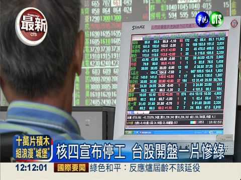 核四封存停工 台股開盤大跌171點