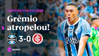 GRÊMIO APROVEITA EXPULSÃO E DOMINA O JOGO DE IDA DA FINAL! GRÊMIO 3X0 INTERNACIONAL