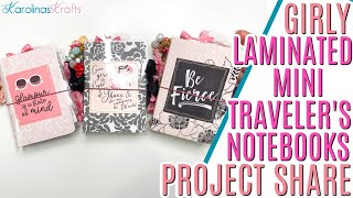 Girly LAMINATED Travelers Notebooks Project Share, Pocket Travelers Notebook Flip Through