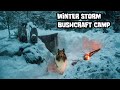 overnight winter storm bushcraft camp