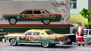 Late Diecast Car Christmas review! Sunstar Lincoln Continental and Rollin Santa Claus figure. 1/64.