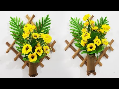 How to Make a Wall Hanging Flower Vase with Bamboo | Wall Decor Craft Idea |DIY|