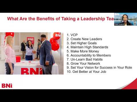 BNI Talks:  Perks & Pitfalls of Leadership Team Roles — with Claudia Thompson.