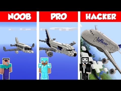 Minecraft NOOB vs PRO vs HACKER: AIRPLANE HOUSE BUILD CHALLENGE in Minecraft / Animation