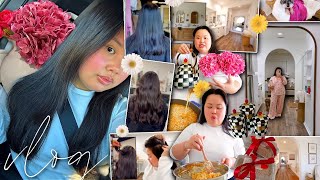 VLOG: revealing my new hair!!! + new house updates + cooking home recipes + what i eat in a day!!! 💖