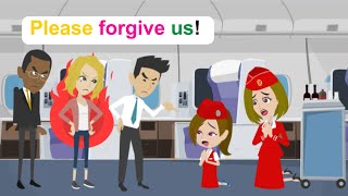 Ella and her mother become flight attendant - Funny English Animated Story - Ella English